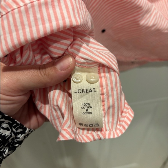 The Great
Striped Three-Quarter Sleeve Button-Up Top - Picture 4 of 5